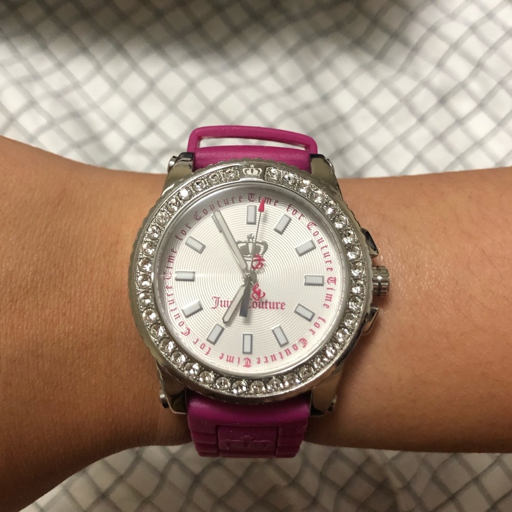😍Juicy Couture Pink Jelly Watch Swarovski Crystal